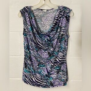 Chic Women's Cowl Neck Top in Purple and Blue